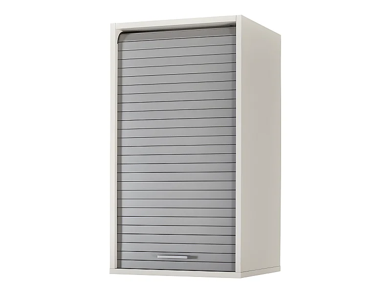 Meuble Cuisine Blanc Rideau Chêne Noir ou Alu 2 Etagères Larg 40 H 72 P 35 cm - Coloris: Aluminium