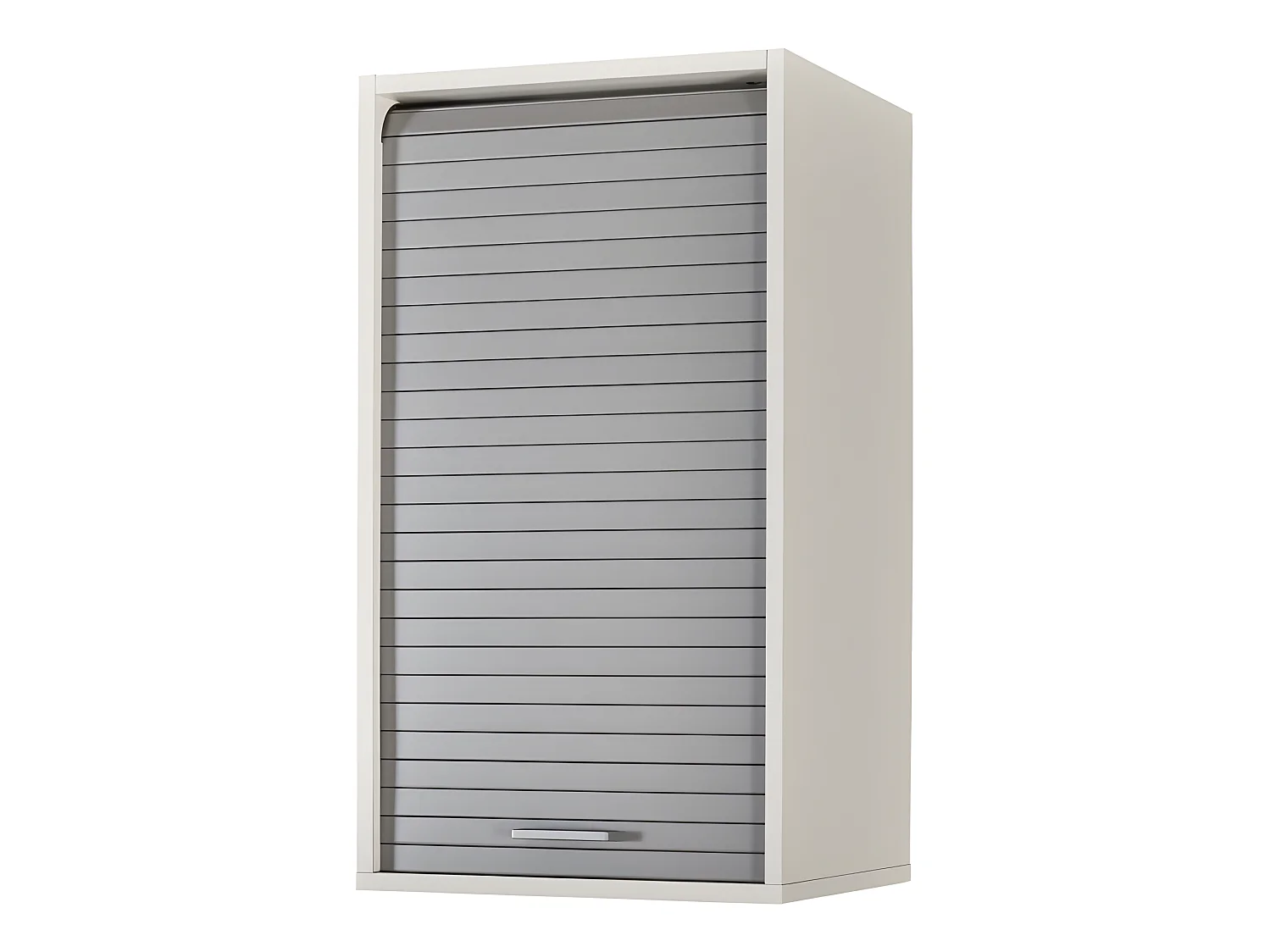 Meuble Cuisine Blanc Rideau Chêne Noir ou Alu 2 Etagères Larg 40 H 72 P 35 cm - Coloris: Aluminium