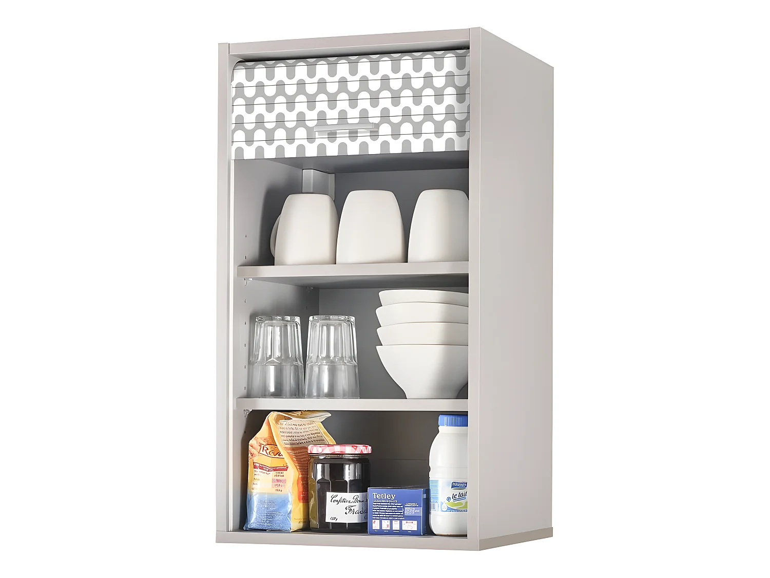 Meuble Cuisine Alu 40x72 Face Imprimée - Coloris Rideau: Vagues Grises 810