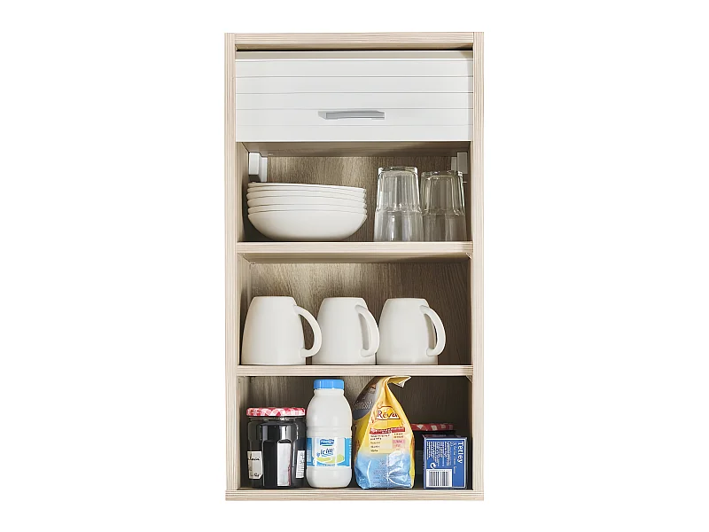Meuble Cuisine Chêne Rideau Alu Blanc ou Noir 2 Etagères L 40 H 72 P 35 cm - Coloris: Blanc