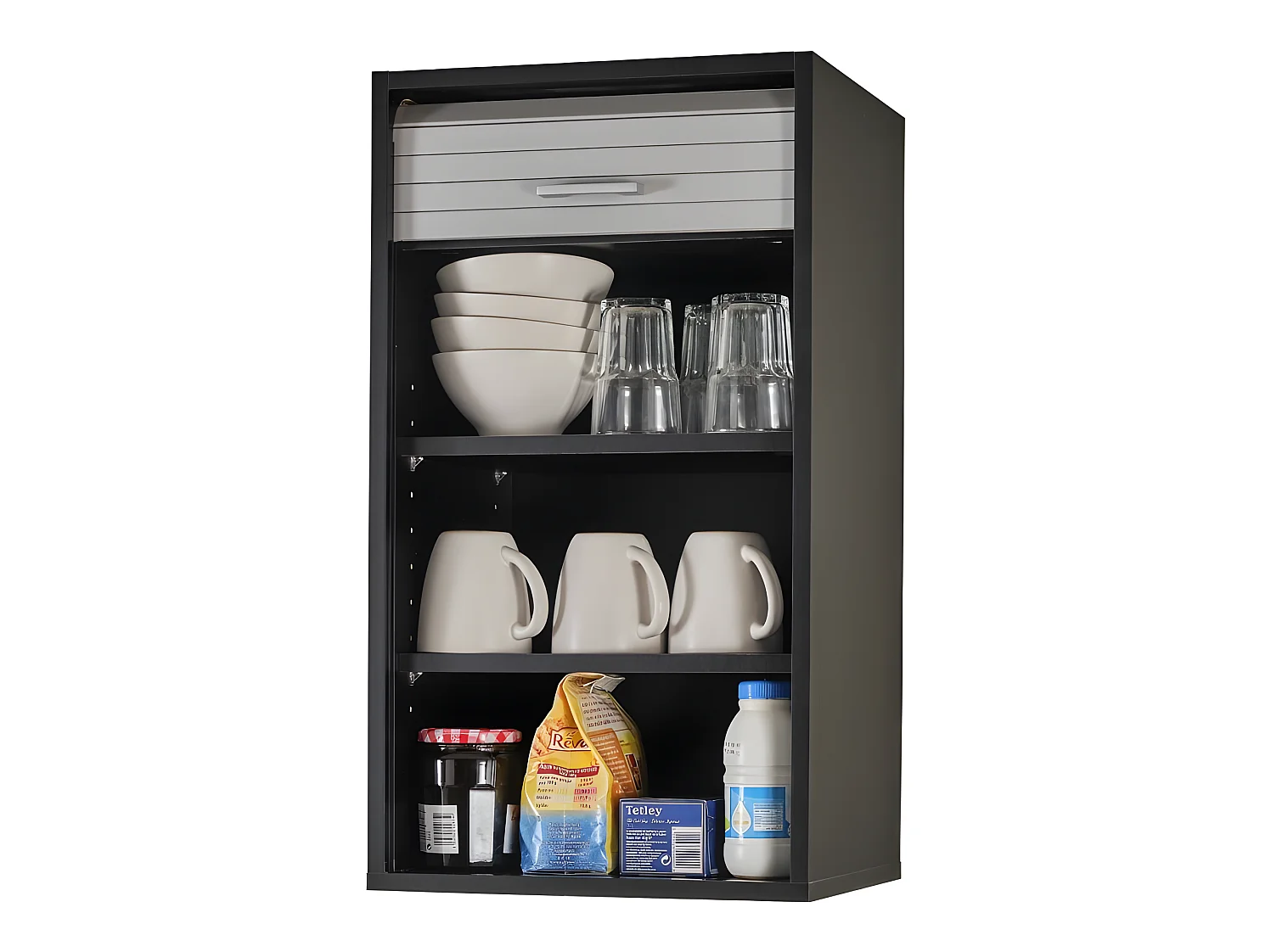 Meuble Cuisine Noir Bicolore 40 cm H 72 cm - Coloris: Aluminium