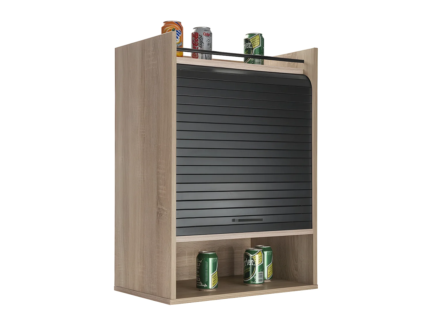 Meuble de Cuisine Chêne Rideau Noir ou Blanc 4 Niches 54 x 76.6 x 35,4 cm - Coloris: Noir
