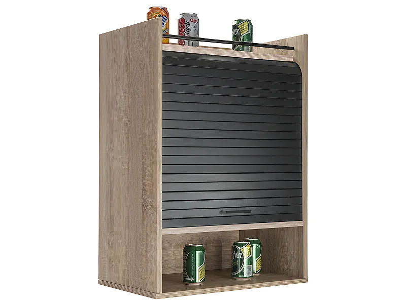 Meuble de Cuisine Chêne Rideau Noir ou Blanc 4 Niches 54 x 76.6 x 35,4 cm - Coloris: Noir