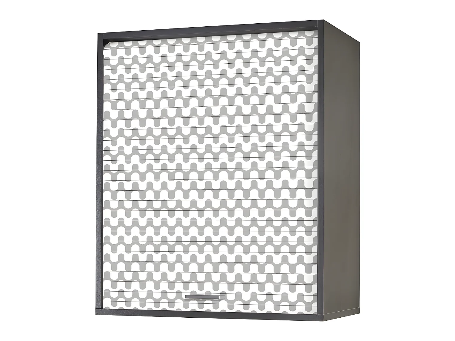 Meuble Cuisine Noir 60x72 Face Imprimée - Coloris Rideau: Vagues Grises 810