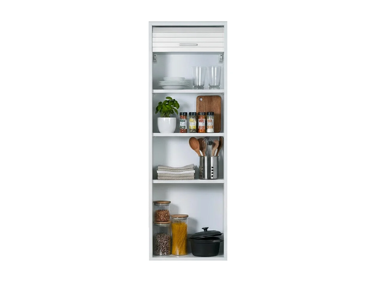 Meuble de Cuisine Haut Blanc 1 Rideau 4 Niches L 40 H 123.6 P 35 cm
