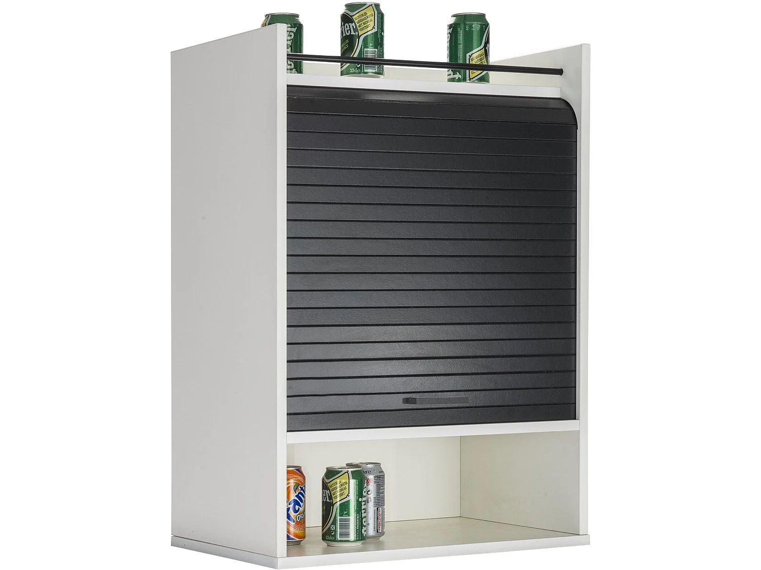 Meuble de Cuisine Blanc Rideau Noir ou Blanc 4 Niches L 54 H 76.6 P 35.4 cm - Coloris: Noir