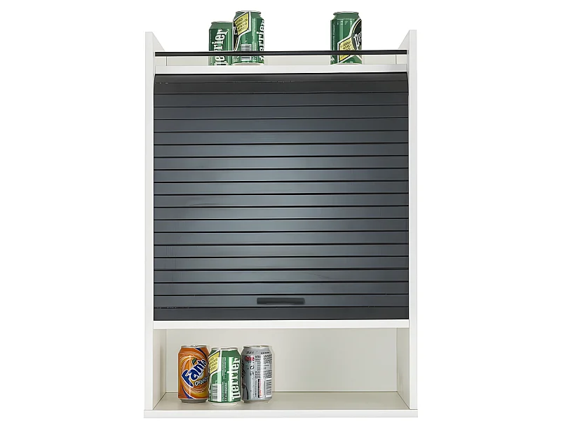 Meuble de Cuisine Blanc Rideau Noir ou Blanc 4 Niches L 54 H 76.6 P 35.4 cm - Coloris: Noir