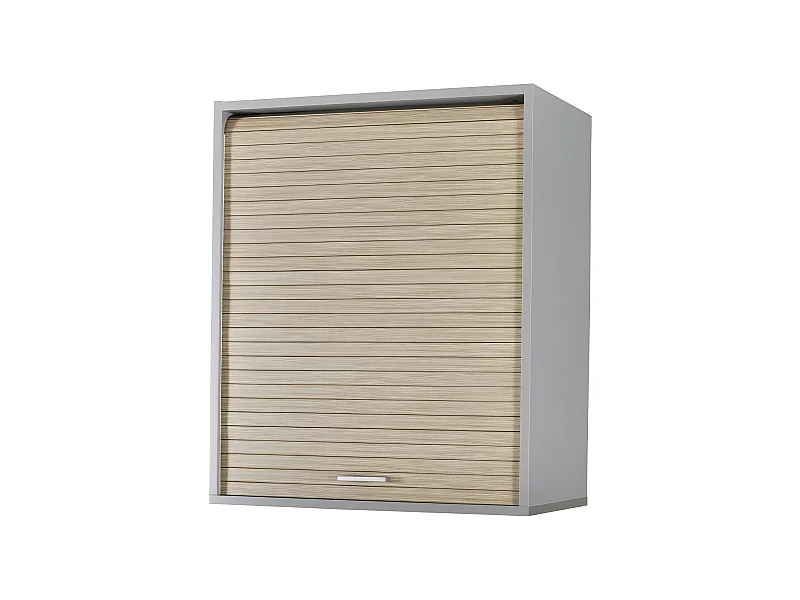 Meuble Cuisine Alu Rideau Chêne Noir ou Blanc 2 Etagères L 60 H 72 P 35 cm - Coloris: Chêne Naturel