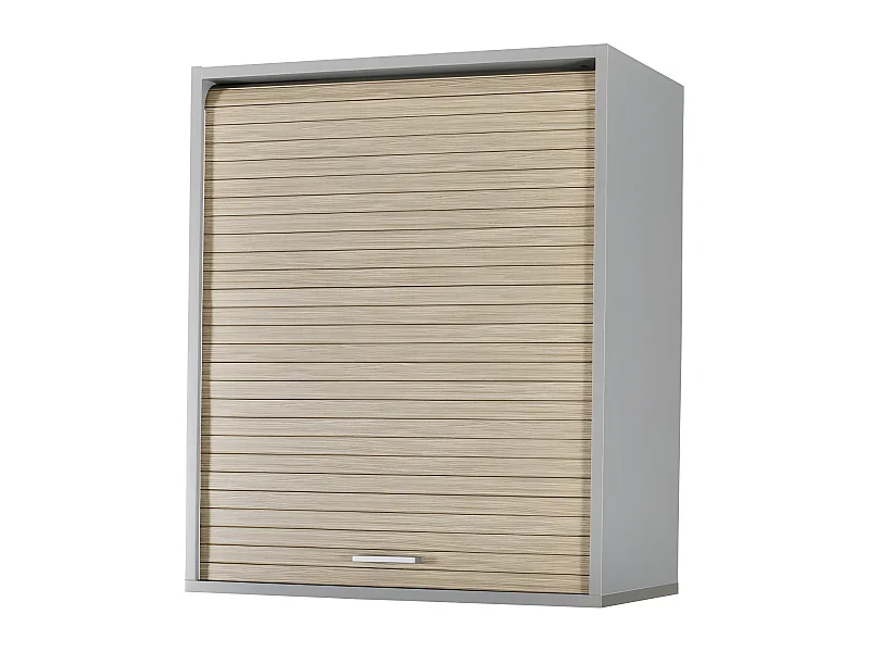 Meuble Cuisine Alu Rideau Chêne Noir ou Blanc 2 Etagères L 60 H 72 P 35 cm - Coloris: Chêne Naturel