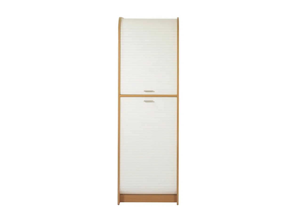 Meuble Colonne de Cuisine Hêtre et Blanc 6 Niches L 58.2 H 180.7 P 47 cm