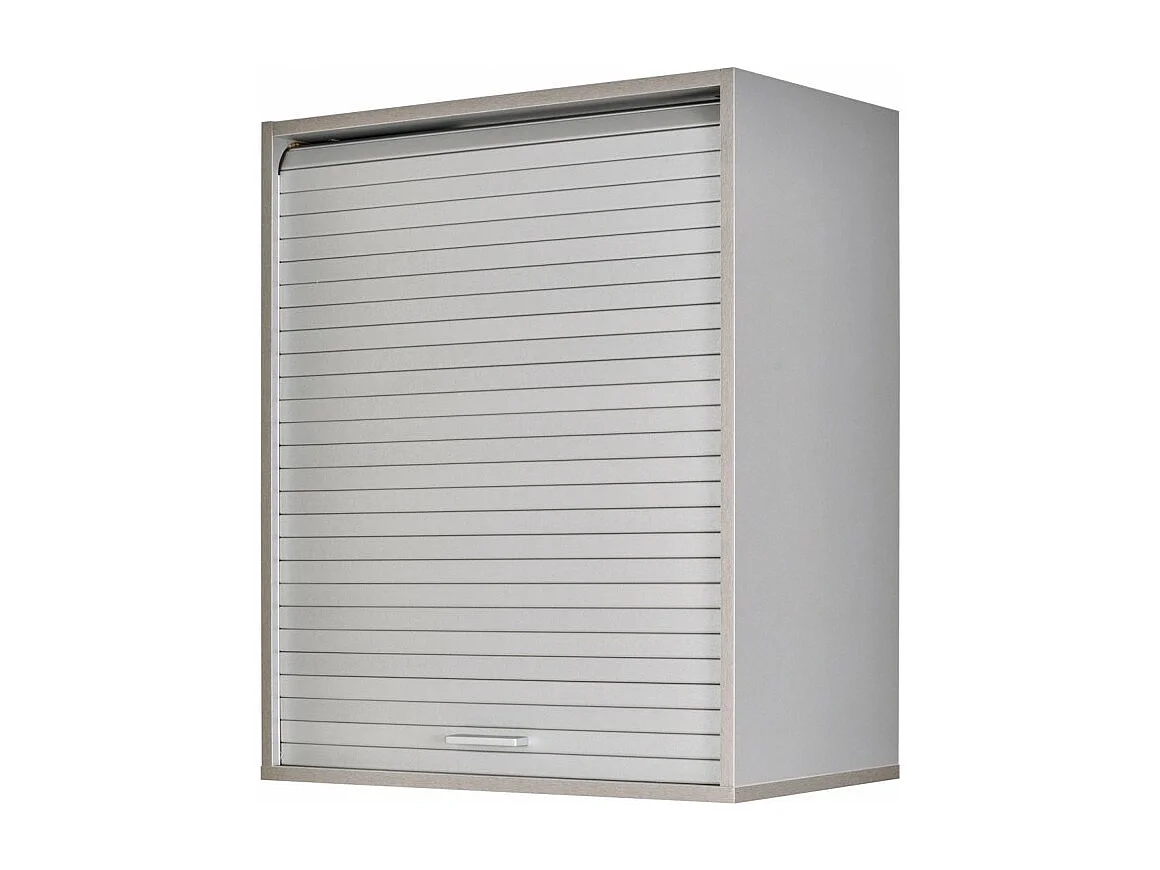 Meuble Haut de Cuisine Imitation Aluminium 2 Etagères L 60 H 72 P 35 cm