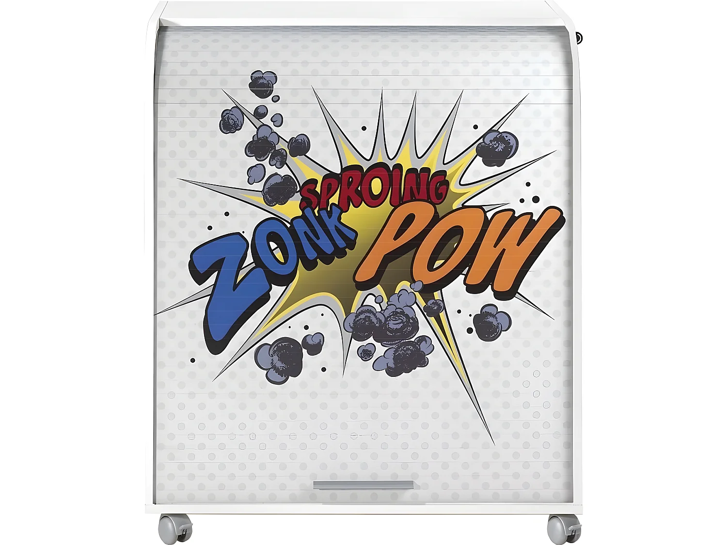 Bureau Informatique Blanc à Roulettes 5 Niches L 79.2 H 93.8 P 53.2 cm - Coloris: Zonk Pow 400