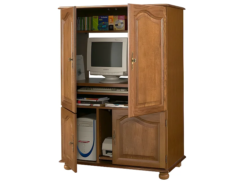Armoire Informatique Chêne 4 Portes