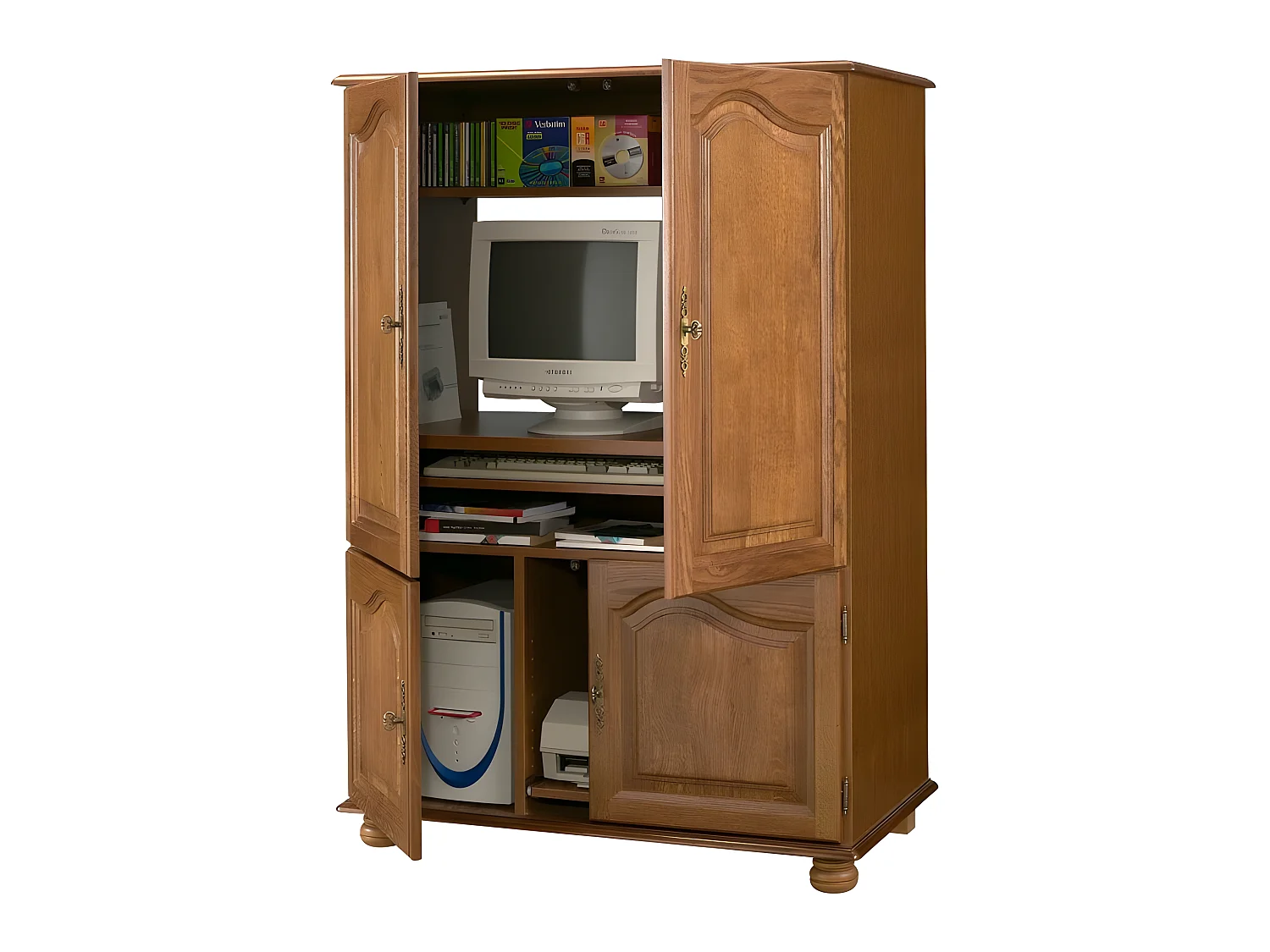 Armoire Informatique Chêne 4 Portes
