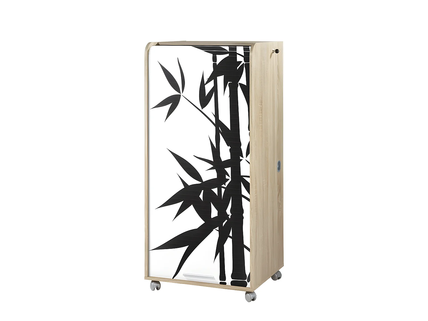 Armoire Informatique Mobile Chêne 2 Tiroirs 5 Niches L 65.2 H 139.9 P 53.1 cm - Coloris: Bambous 912
