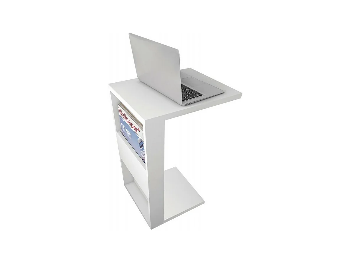 Meuble Bout de Canapé Blanc 2 Niches L 36 H 68 P 38.5 cm