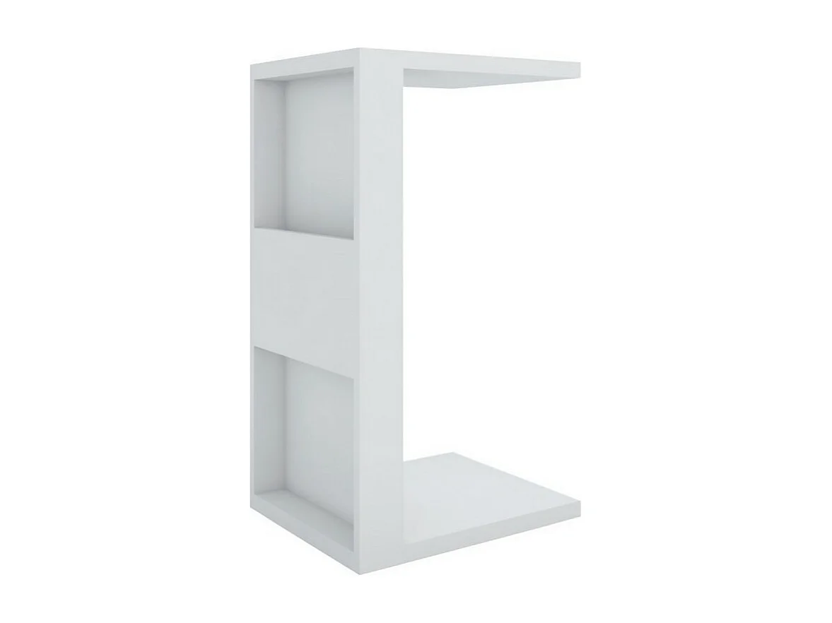 Meuble Bout de Canapé Blanc 2 Niches L 36 H 68 P 38.5 cm