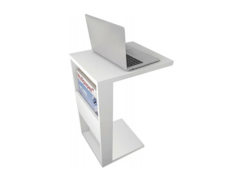 Meuble Bout de Canapé Blanc 2 Niches L 36 H 68 P 38.5 cm