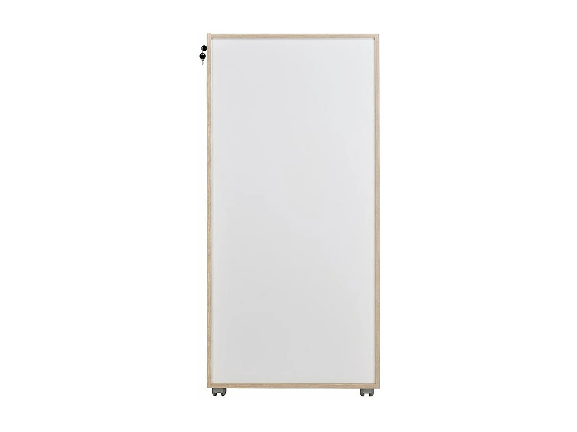 Armoire Informatique Mobile Chêne 2 Tiroirs 5 Niches L 65.2 H 139.9 P 53.1 cm - Coloris: Chêne Naturel