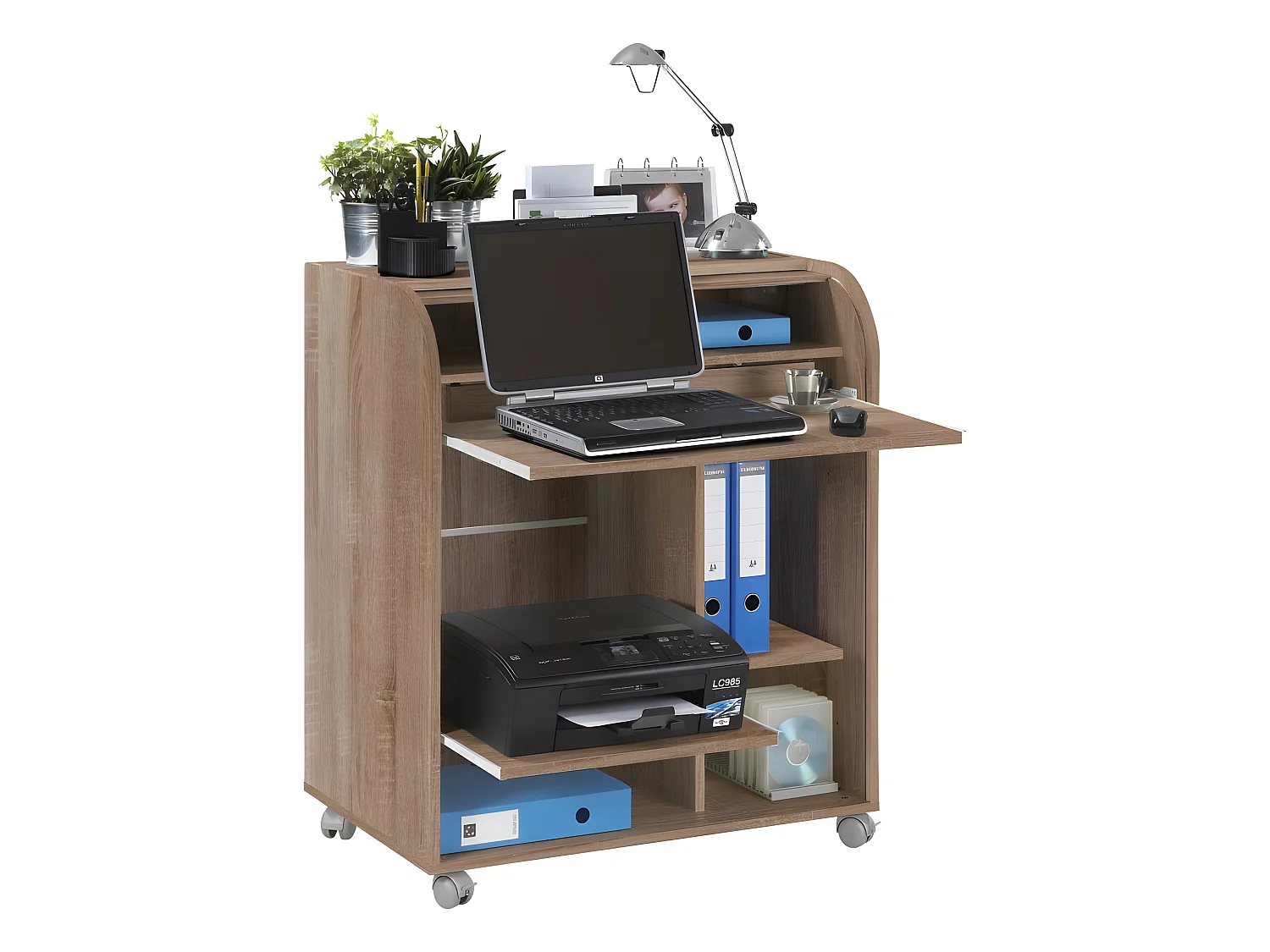 Bureau Informatique Chêne 1 Rideau - Coloris: Chêne Naturel