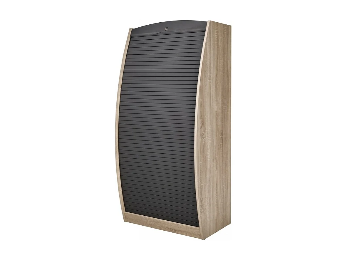 Armoire Informatique Galbée Chêne Noir 6 Niches