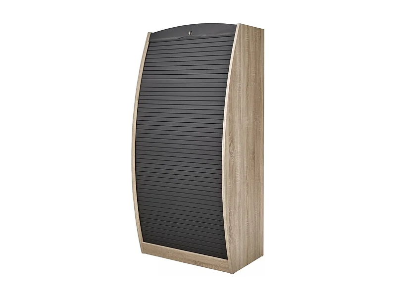 Armoire Informatique Galbée Chêne Noir 6 Niches