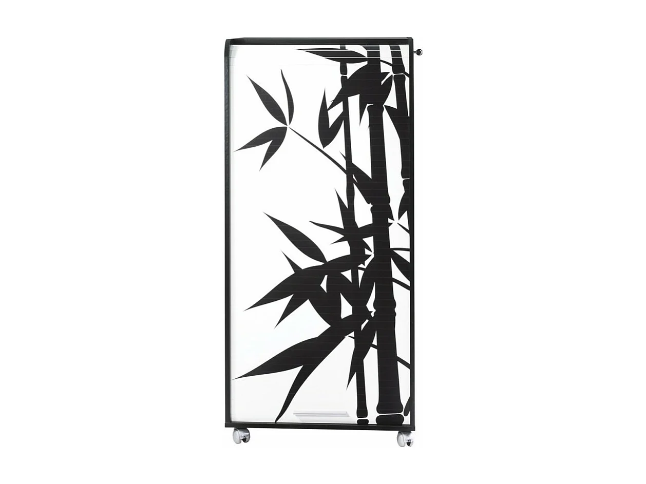 Armoire Informatique Mobile Noire 2 Tiroirs 5 Niches - Coloris: Bambous 912