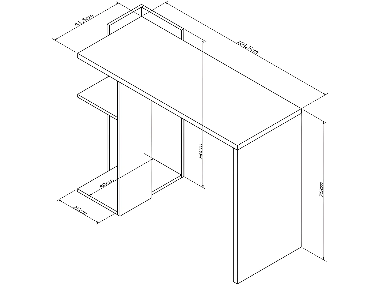 Bureau 1 Caisson 2 Niches Blanc