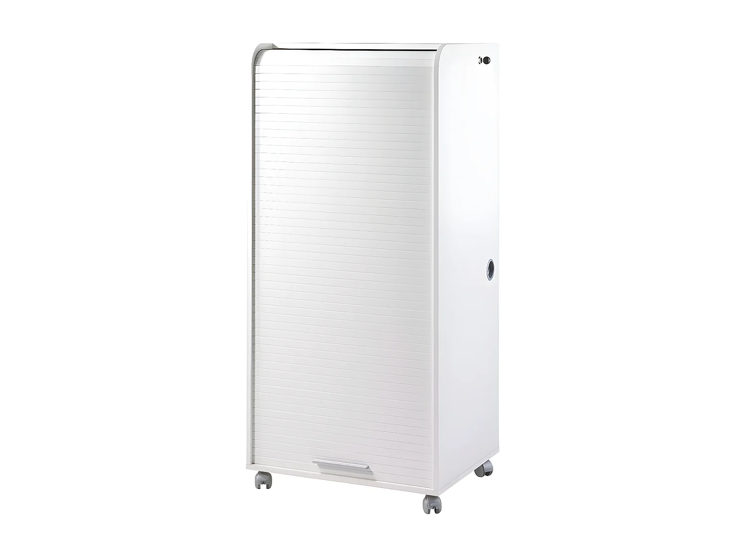 Armoire Informatique Blanche à Roulettes 2 Tiroirs L 65.2 H 139.9 P 53.1 cm - Coloris: Blanc