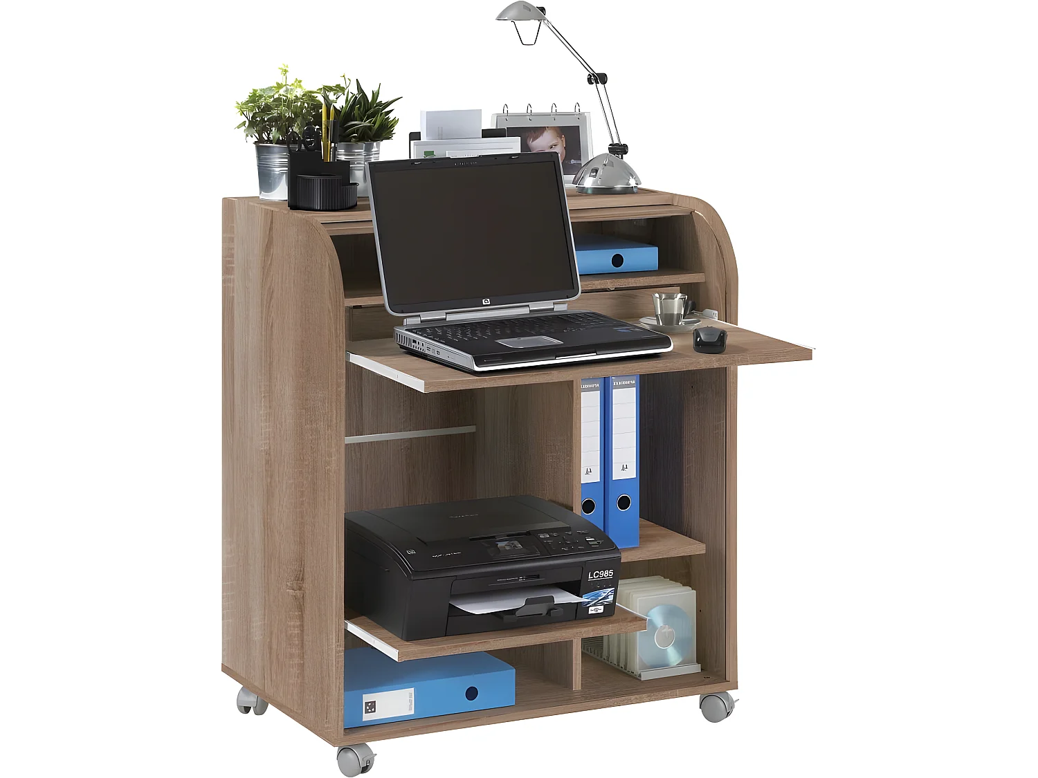 Bureau Informatique Chêne 1 Rideau - Coloris: Noir