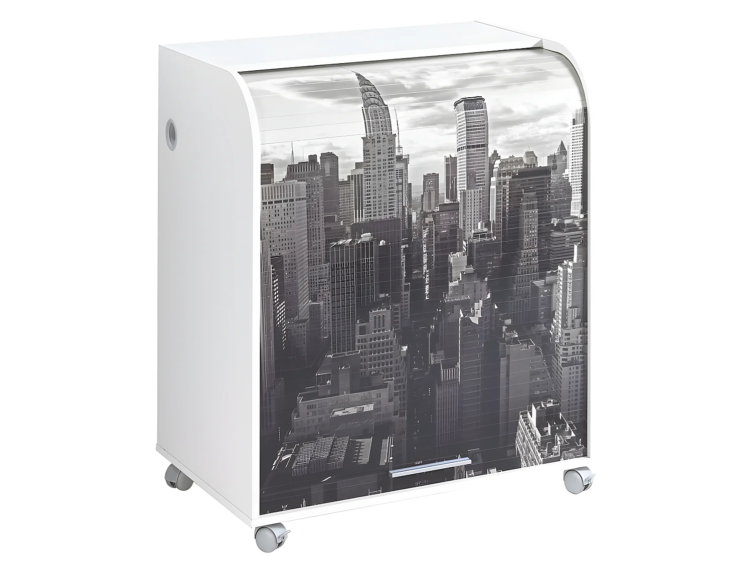 Bureau Informatique Blanc à Roulettes 5 Niches L 79.2 H 93.8 P 53.2 cm - Coloris: New York 500