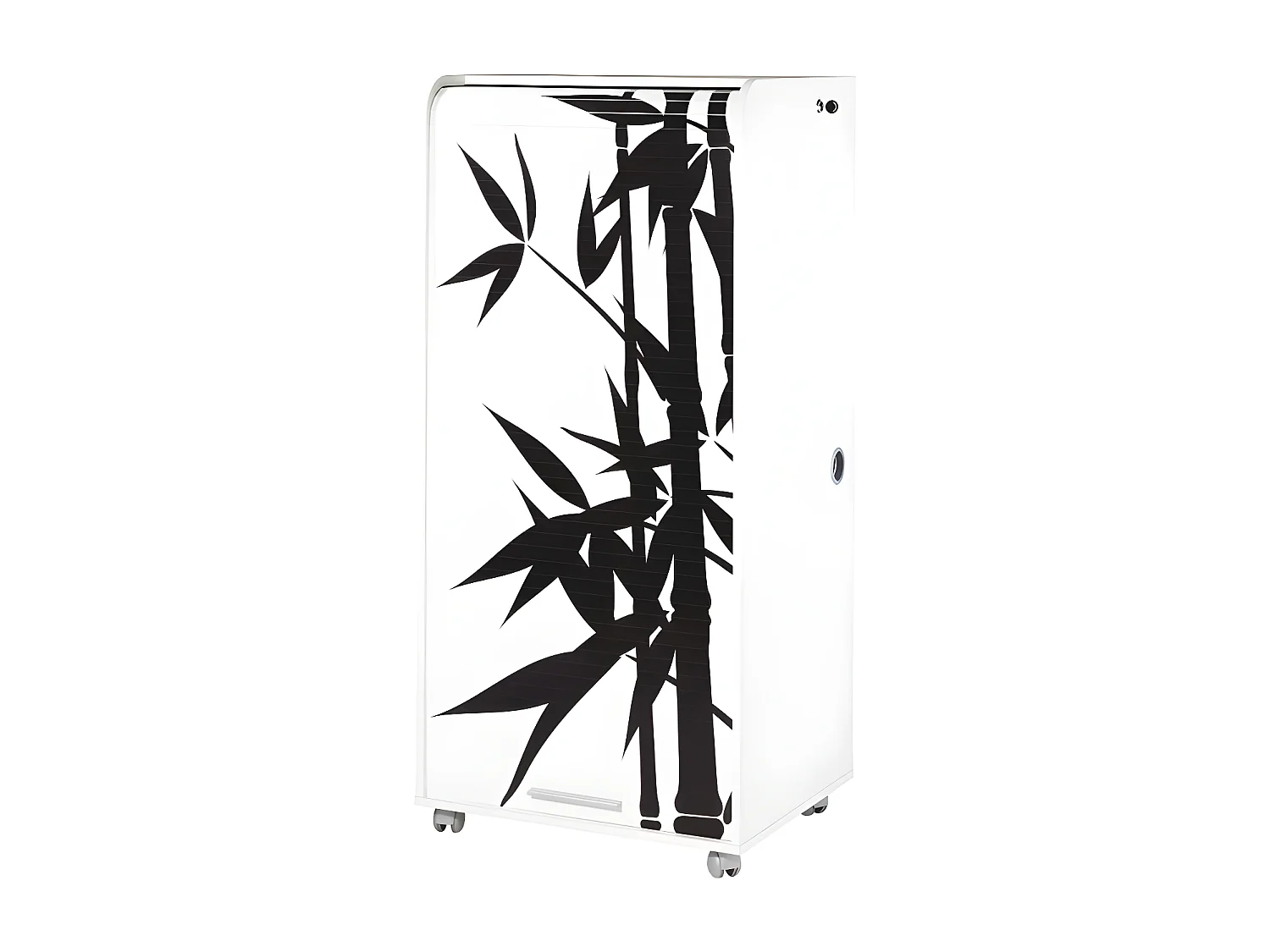 Armoire Informatique Blanche à Roulettes 2 Tiroirs L 65.2 H 139.9 P 53.1 cm - Coloris: Bambous 912