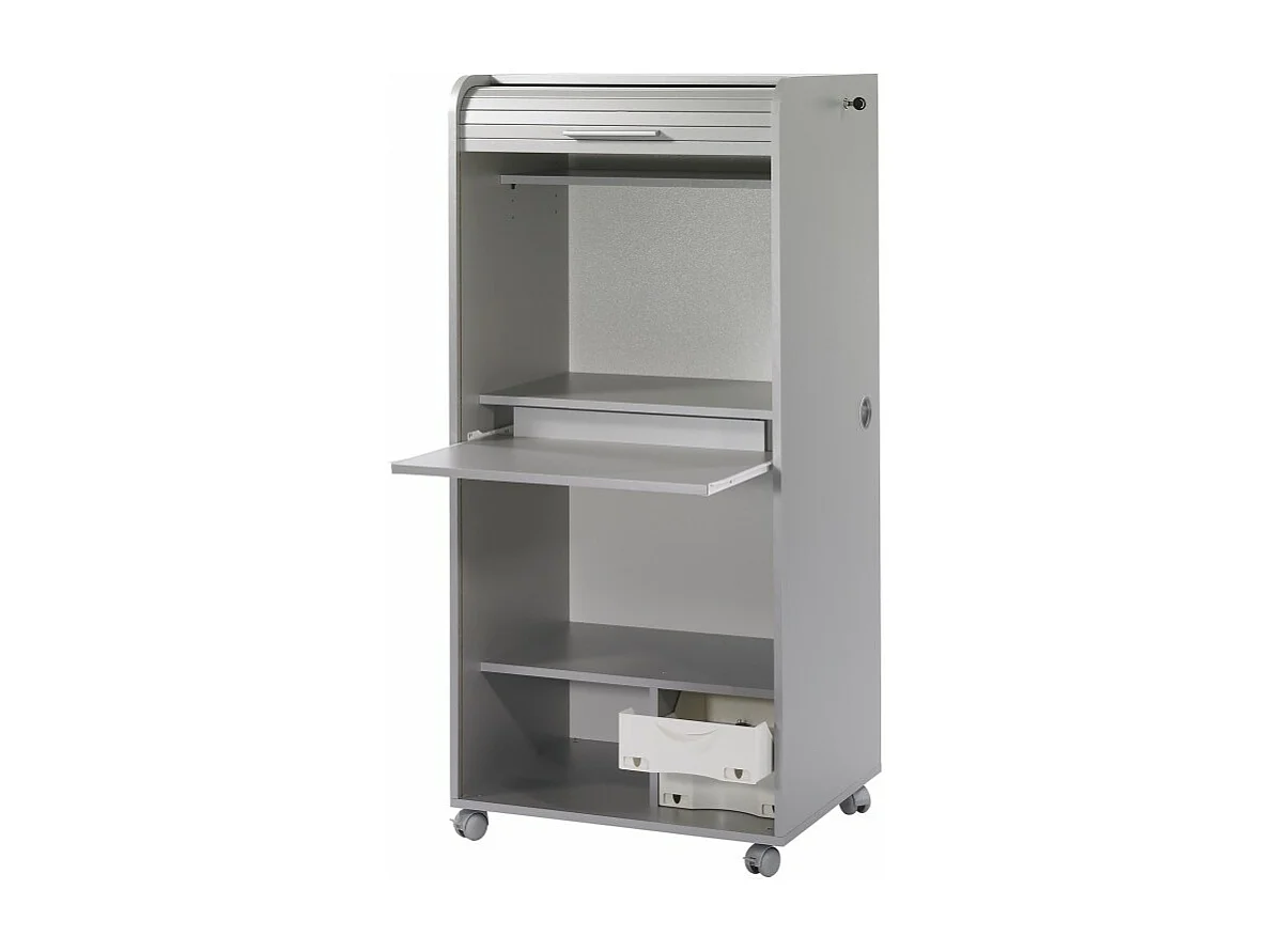 Armoire Informatique Mobile 2 Tiroirs Alu 5 Niches L 65.2 H 139.9 P 53.1 cm