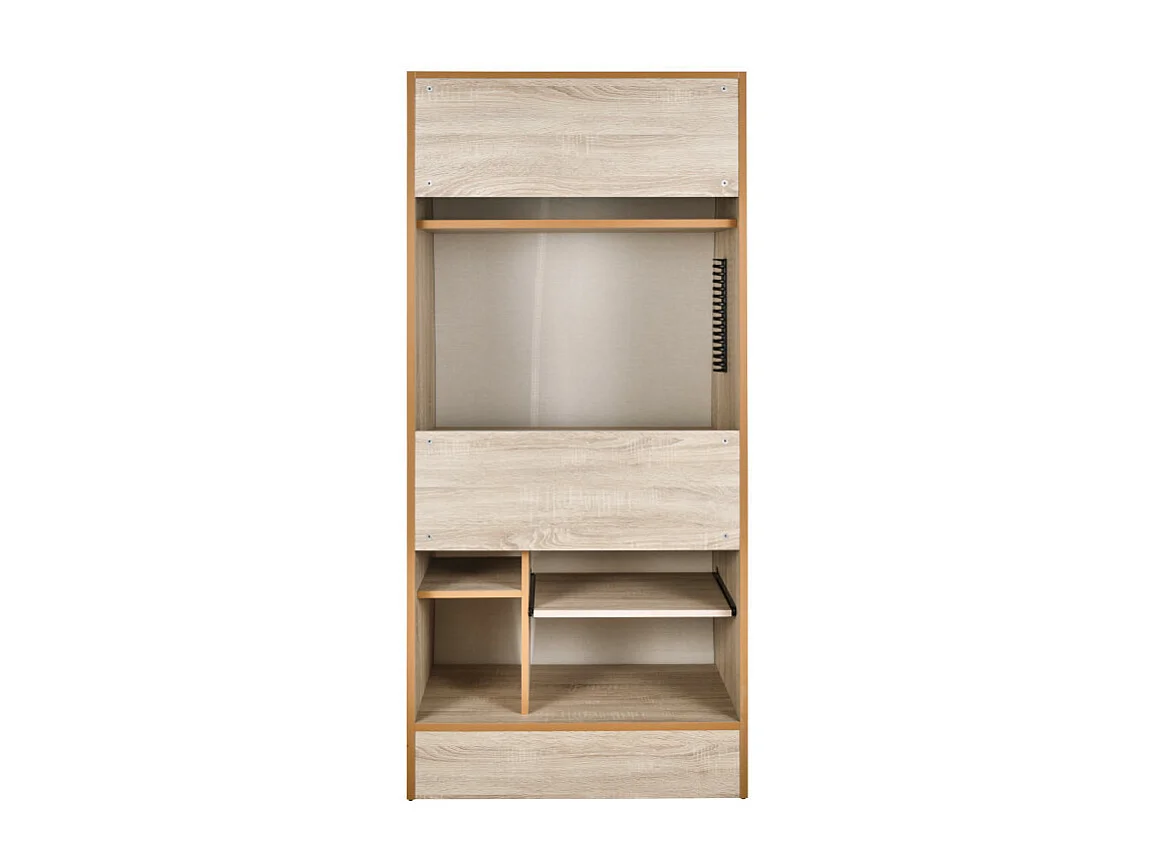 Armoire Informatique Galbée 80 cm Chêne 6 Niches