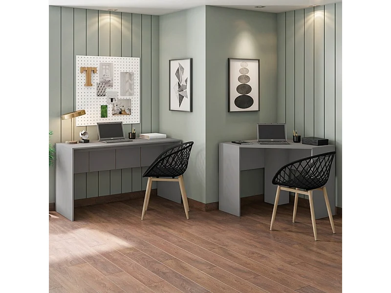 Bureau Gris Mat L 136 H 76 P 54 cm