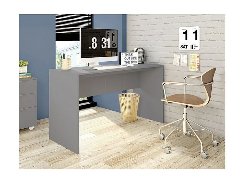 Bureau Gris Mat L 136 H 76 P 54 cm