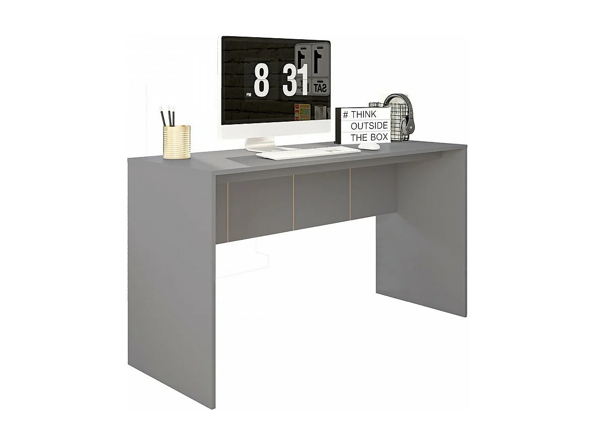 Bureau Gris Mat L 136 H 76 P 54 cm