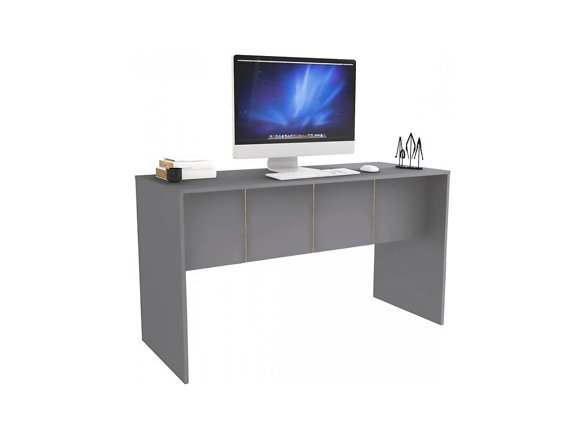 Bureau Gris Mat L 136 H 76 P 54 cm