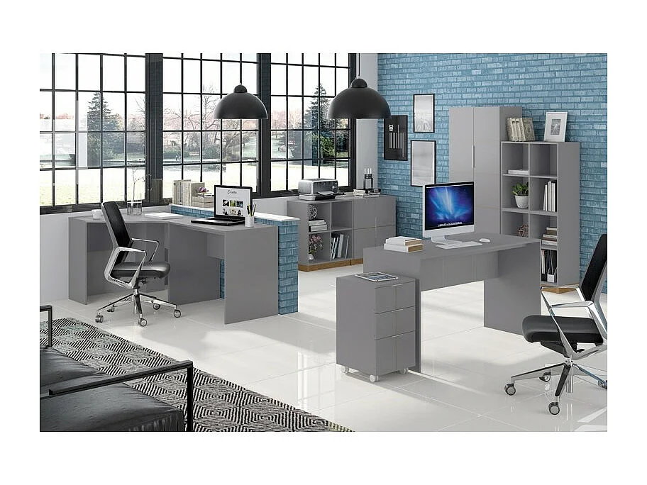 Bureau Gris Mat L 136 H 76 P 54 cm