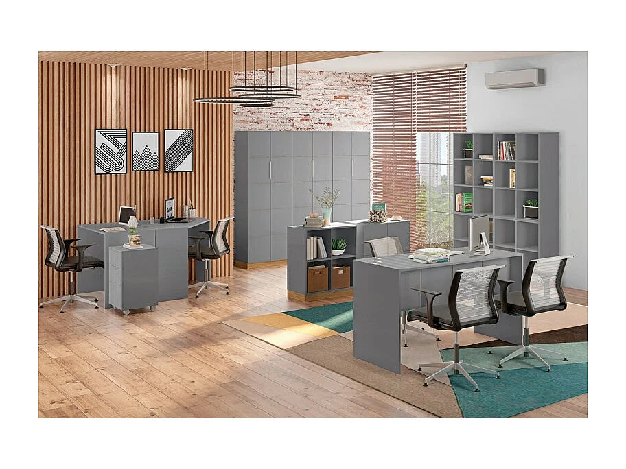 Bureau Gris Mat L 136 H 76 P 54 cm