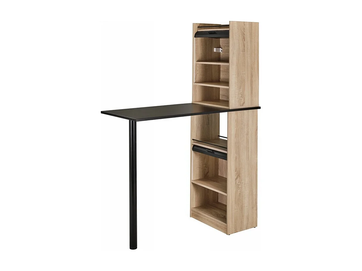 Bureau Haut et Rangements Chêne Noir