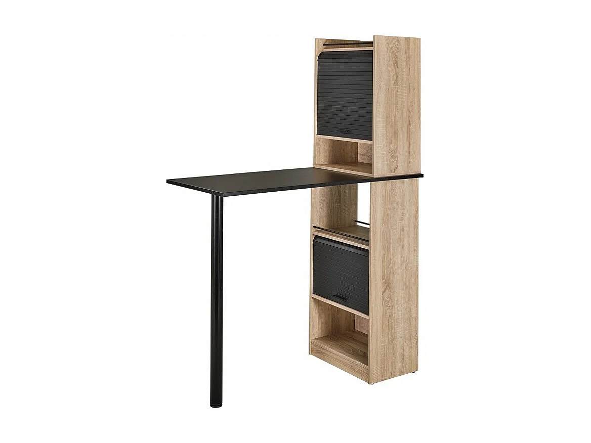 Bureau Haut et Rangements Chêne Noir