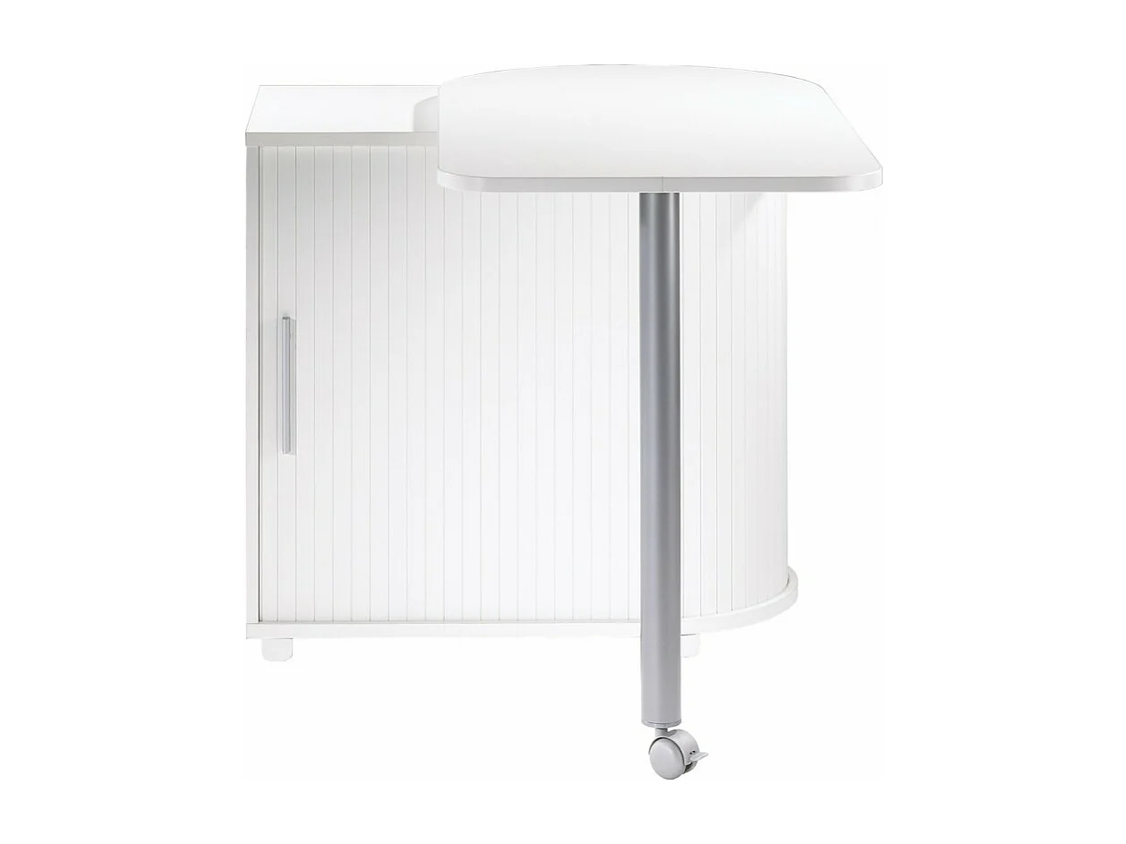 Bureau Informatique Blanc et Table Pivotante - Coloris: Blanc