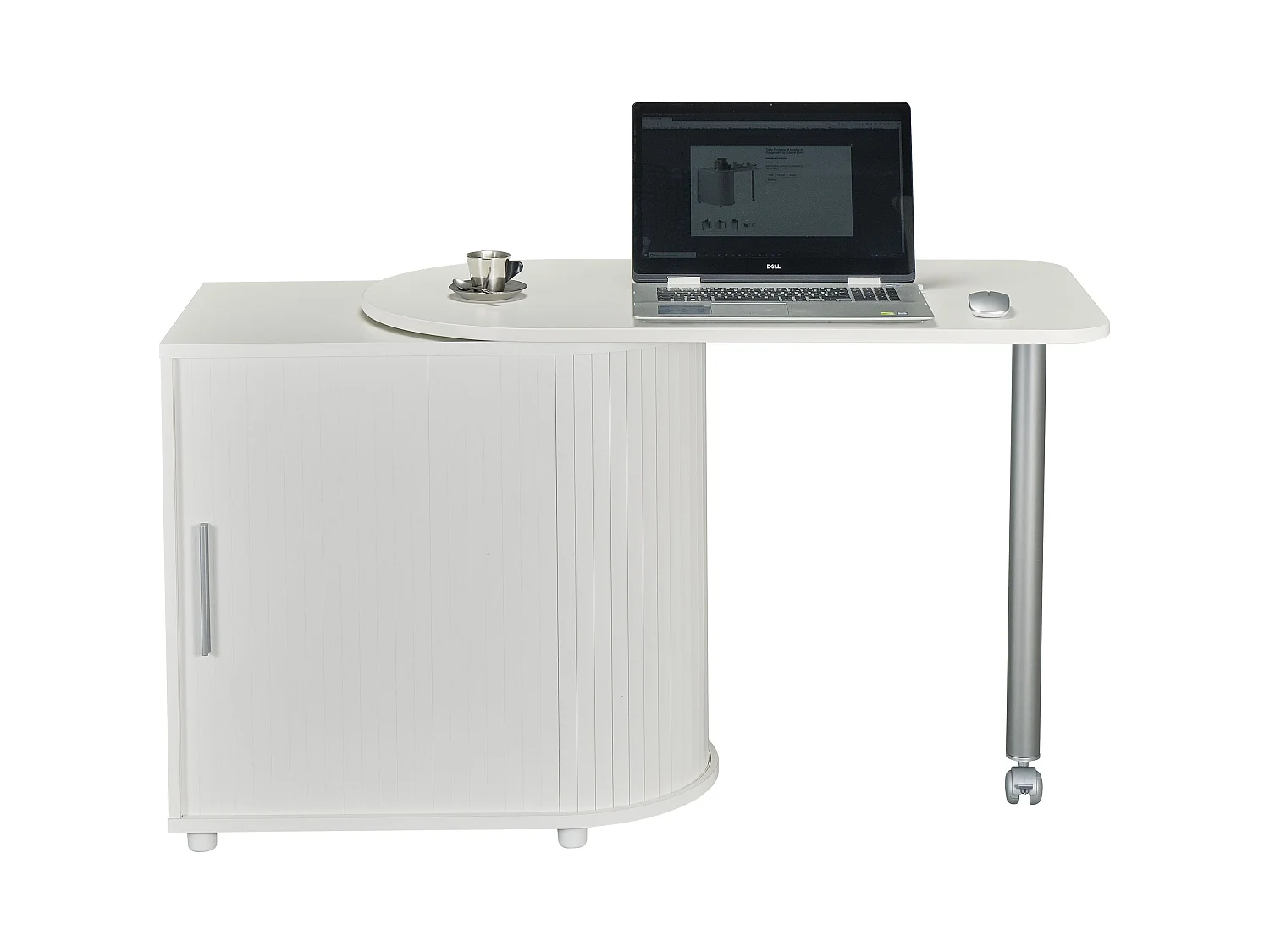 Bureau Informatique Blanc et Table Pivotante - Coloris: Blanc
