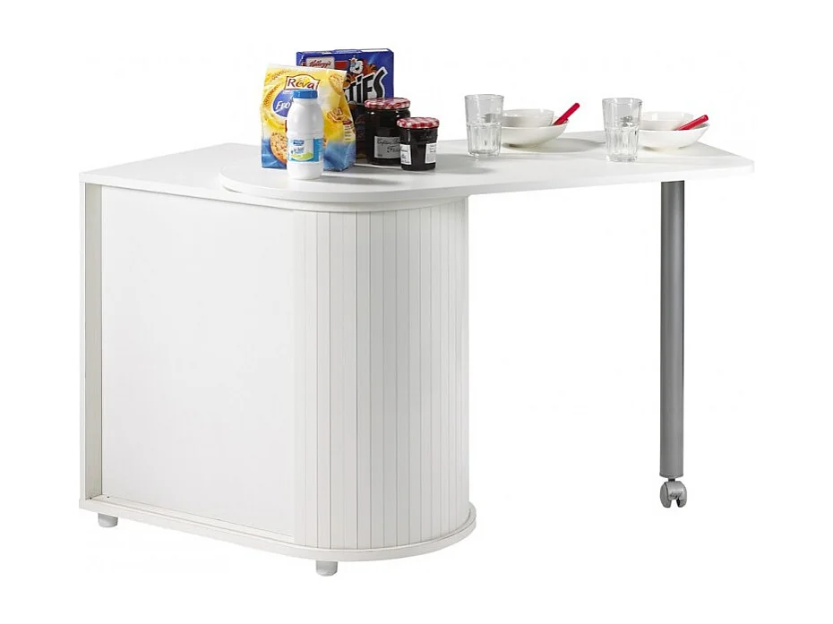 Table Pivotante et Rangement de Cuisine Blanc
