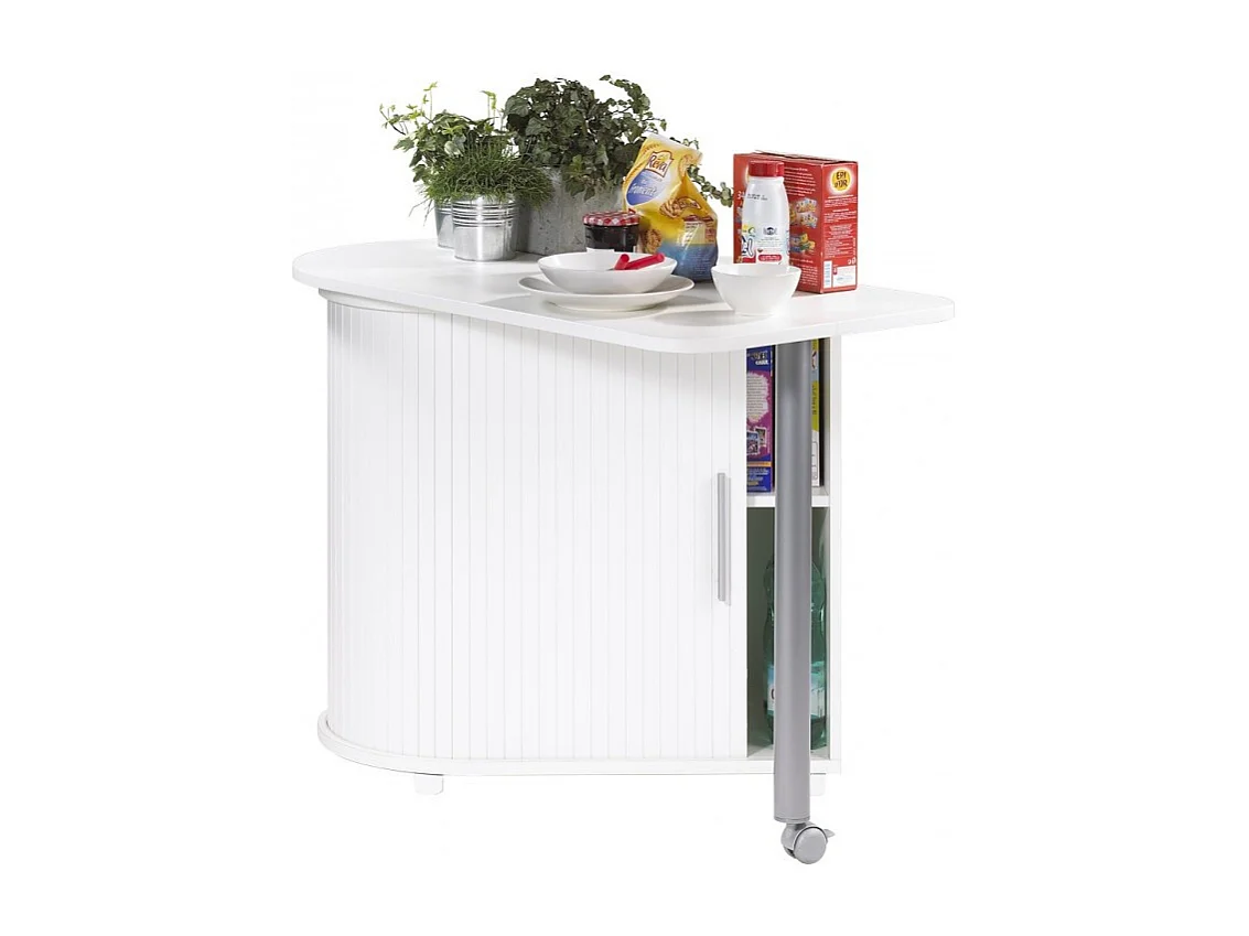 Table Pivotante et Rangement de Cuisine Blanc