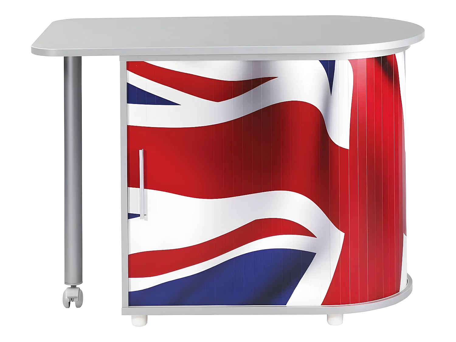 Bureau Informatique Alu Table Pivotante et Rangement L 77 H 71.7 P 47 cm - Coloris: Drapeau anglais 701