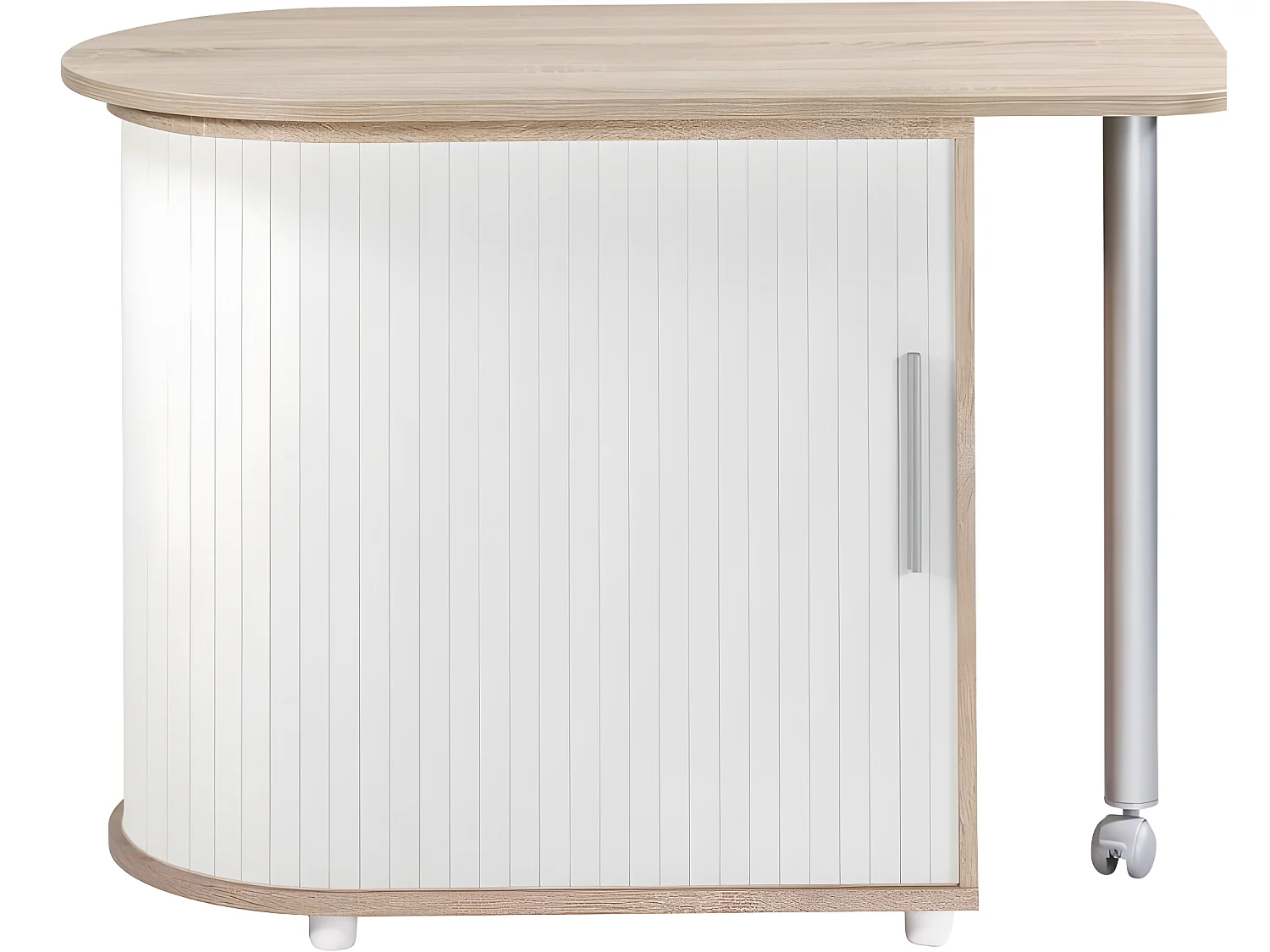 Bureau Pivotant et Meuble de Rangement Chêne 2 Niches 77 x 71,7 x 47 cm - Coloris: Blanc