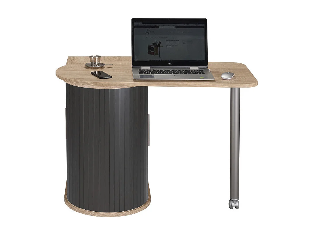 Bureau Pivotant et Meuble de Rangement Chêne 2 Niches 77 x 71,7 x 47 cm - Coloris: Noir