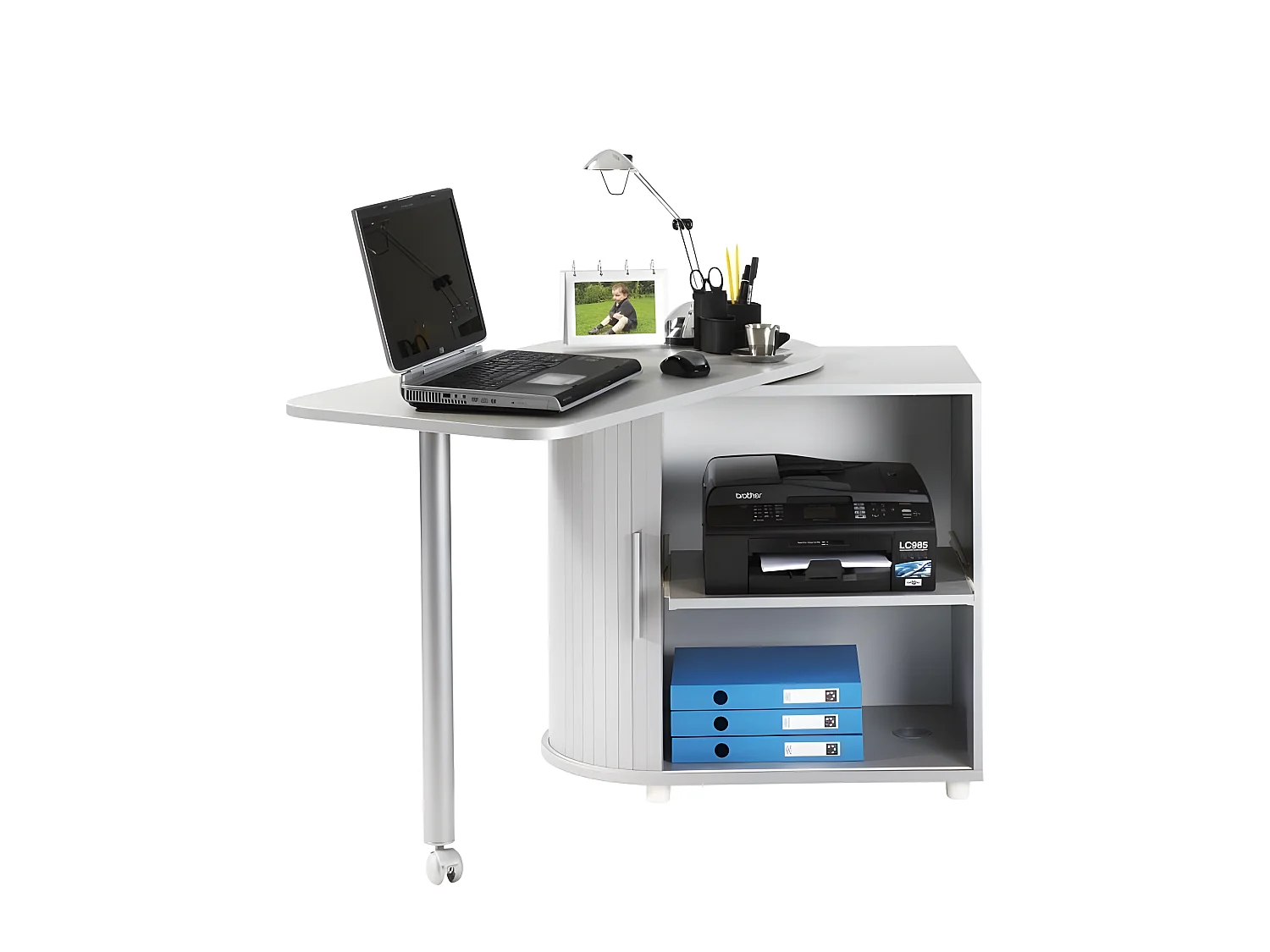 Bureau Informatique Alu Table Pivotante et Rangement L 77 H 71.7 P 47 cm - Coloris: Top Secret 300